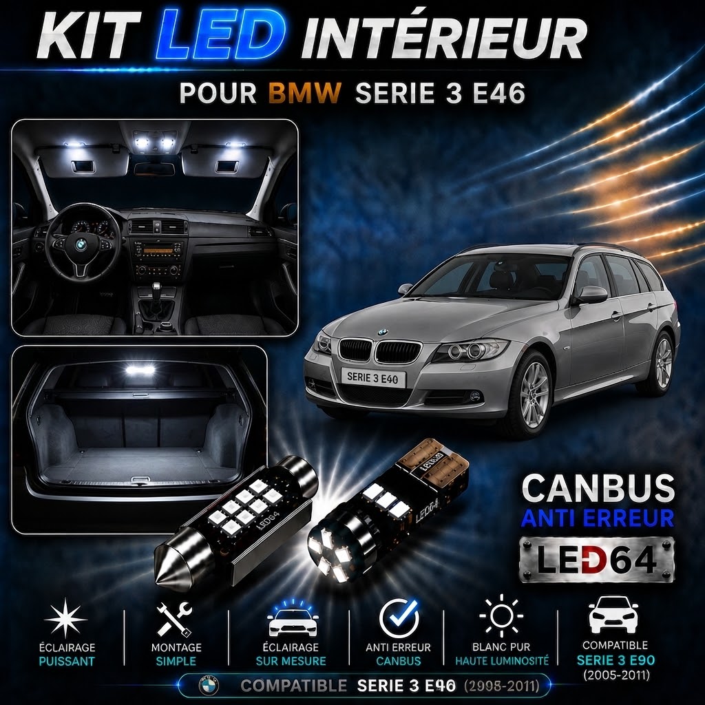 Kit ampoules à LED pour l'éclairage intérieur BMW E46 Touring