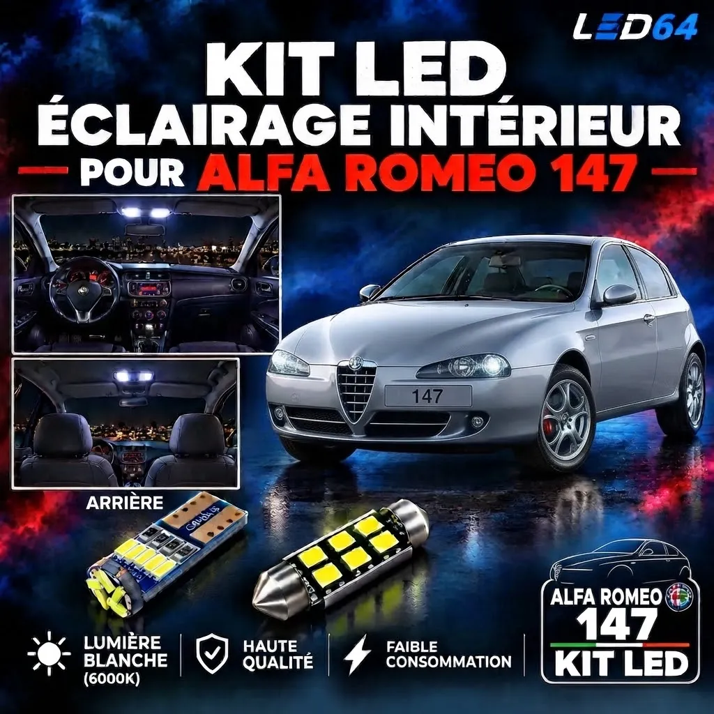 Kit ampoules à LED pour l'éclairage intérieur Alfa Romeo 147