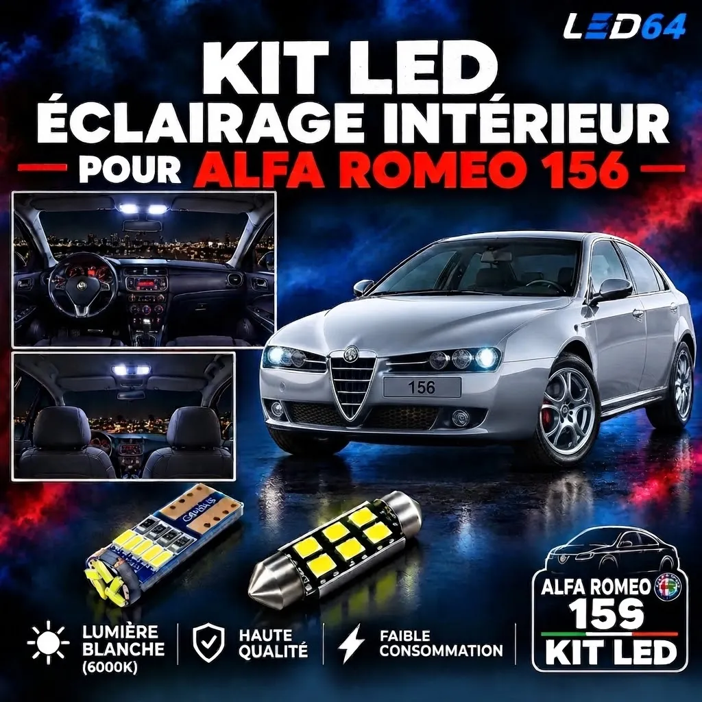 Kit ampoules à LED pour l'éclairage intérieur Alfa Romeo 156