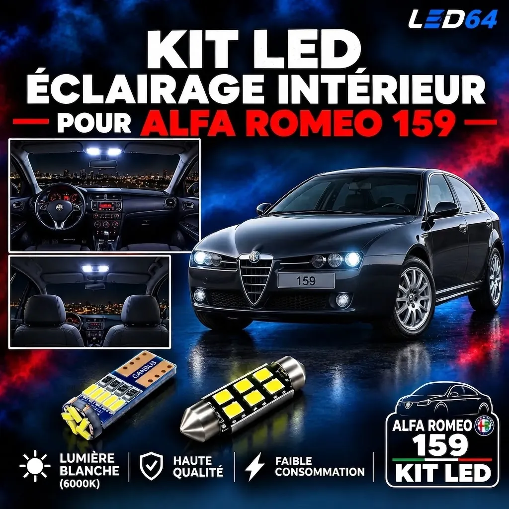 Kit ampoules à LED pour l'éclairage intérieur Alfa Romeo 159