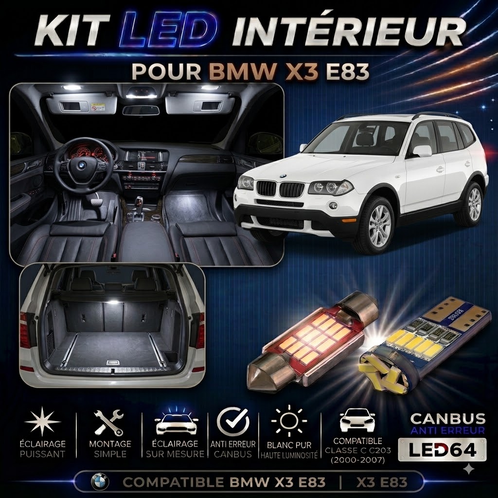 Kit ampoules à LED pour l'éclairage intérieur BMW X3 F25