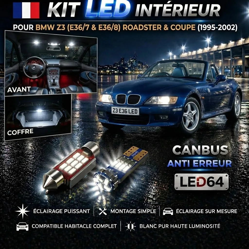 Kit ampoules à LED pour l'éclairage intérieur BMW Z3 E36