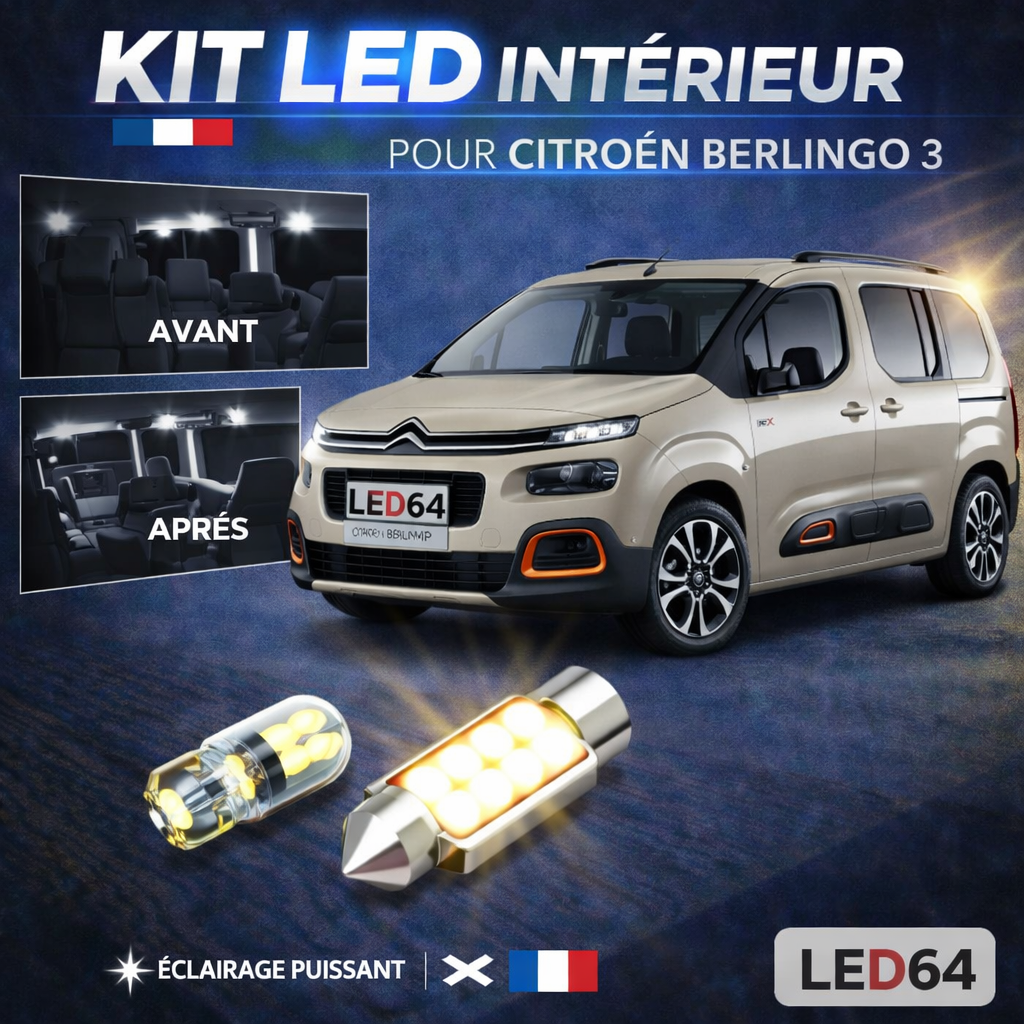 Kit ampoules à LED pour l'éclairage intérieur Citroën Berlingo III