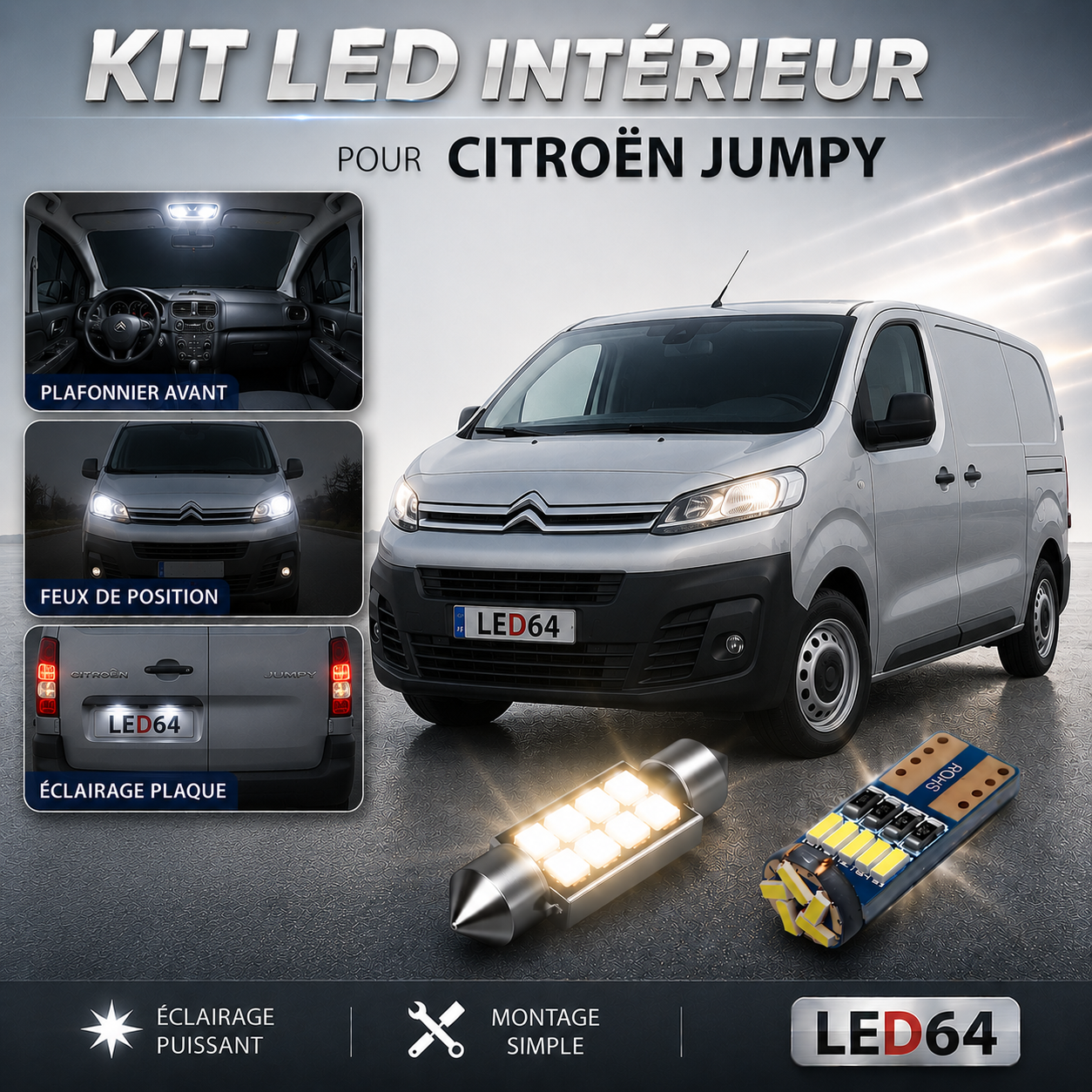 Kit ampoules à LED pour l'éclairage intérieur Citroën Jumpy III
