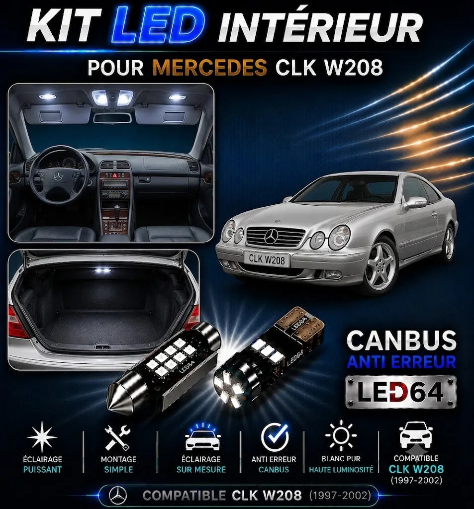 Kit ampoules à LED pour l'éclairage intérieur Mercedes CLK w208