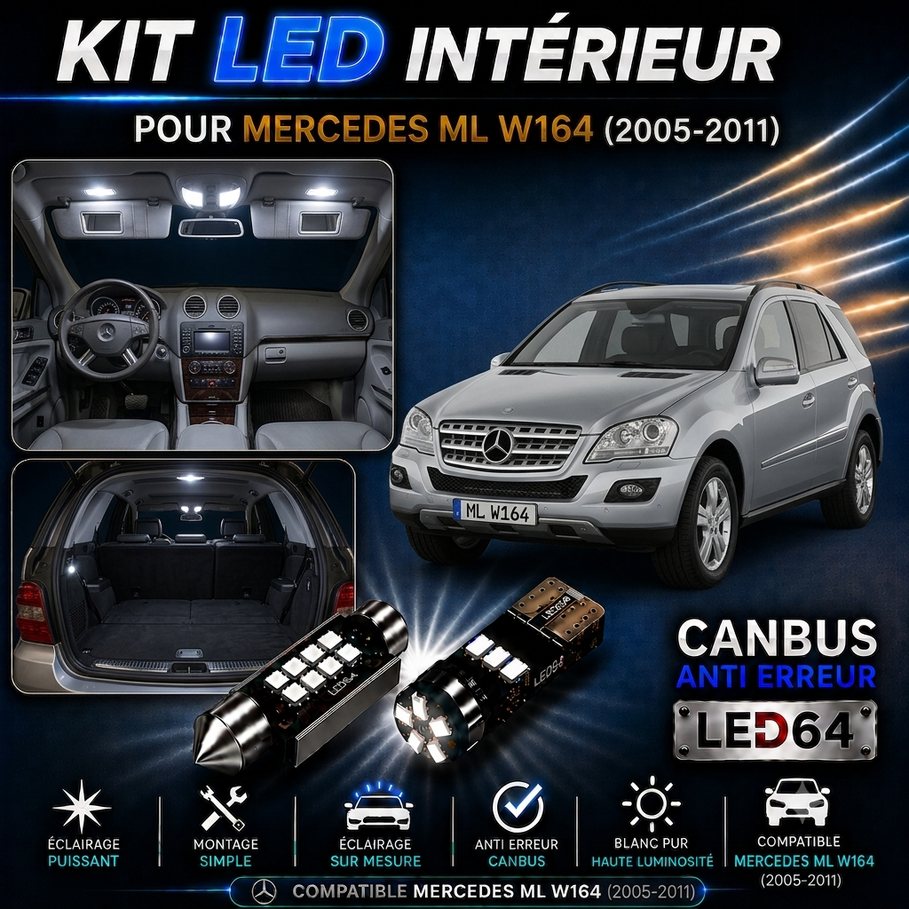 Kit ampoules à LED pour l'éclairage intérieur Mercedes ML w164
