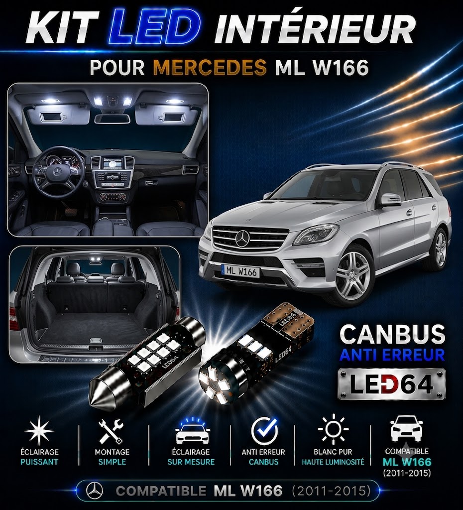 Kit ampoules à LED pour l'éclairage intérieur Mercedes ML w166