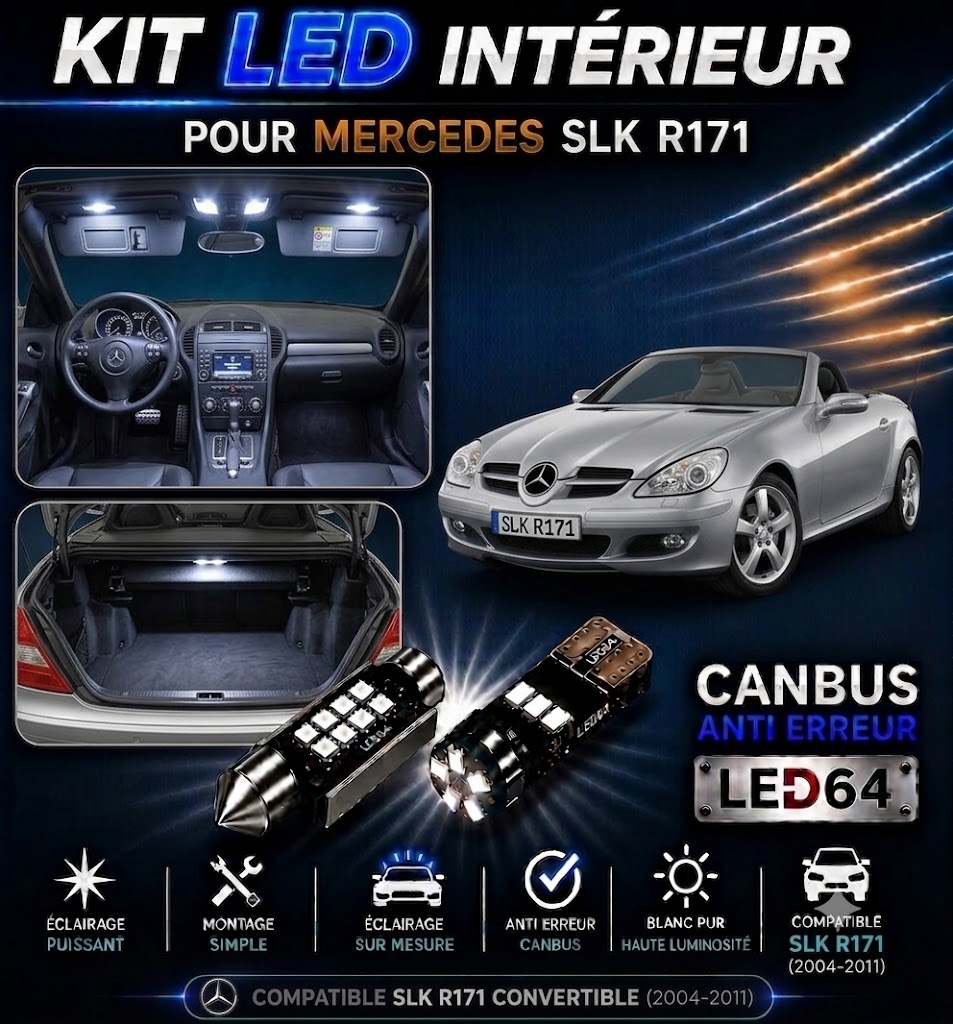 Kit ampoules à LED pour l'éclairage intérieur Mercedes SLK R171