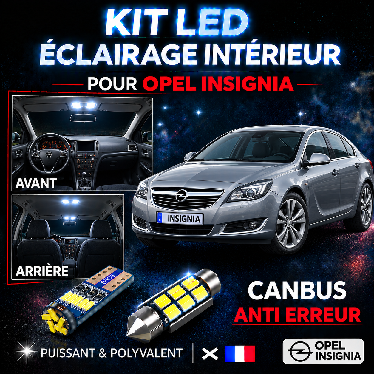 Kit ampoules à LED pour l'éclairage intérieur Opel Insignia