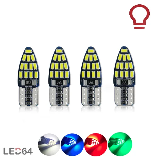 4 ampoules à LED plates T10 w5w 24 LED 3014