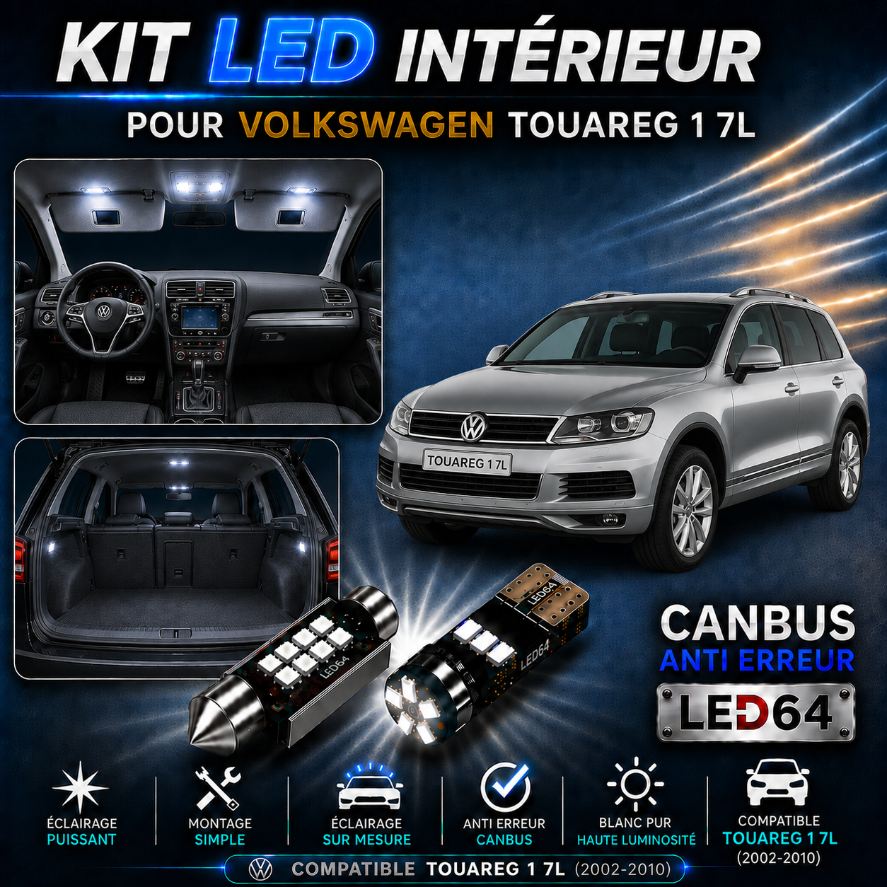Kit ampoules à LED pour l'éclairage intérieur Volkswagen Touareg 1